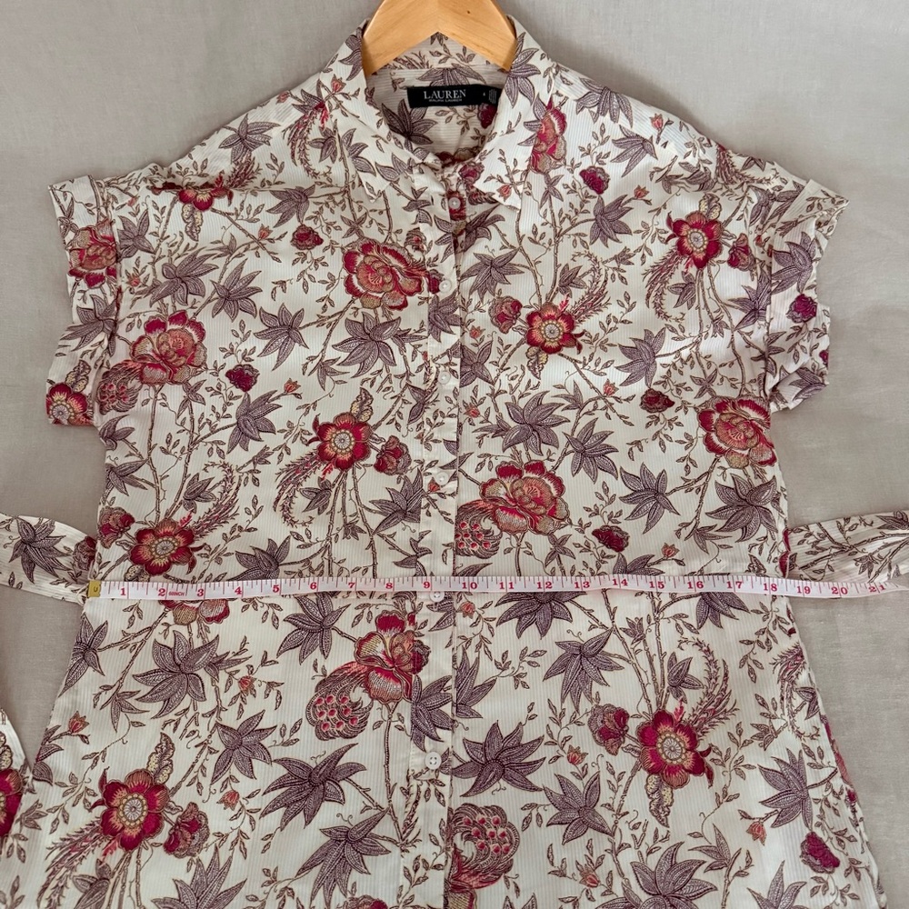 Lauren Ralph Lauren | Floral Shirt Dress | Cream Multi - Picture 8 of 9